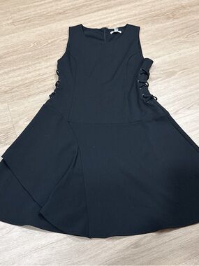 Bar III Black Sleeveless Mini Dress with Side Lace-Up